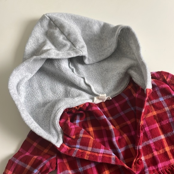 Tucker+Tate Red-Pink-Orange Plaid Flannel Long Sleeve Hooded Dress- 5T - Picture 2 of 11